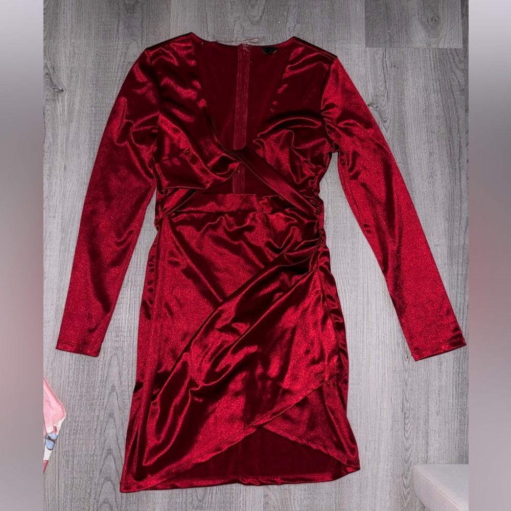 Windsor Deep Red Long Sleeve Dress